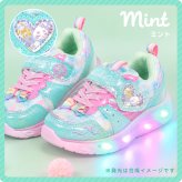 光る靴 女の子 スニーカー Double Star ダブルスター キッズ 子ども シューズ 16 17 18 cm 3歳 4歳 5歳 6歳 軽量 可愛い おしゃれ キラキラ ピカピカ 光る 柔らかい 軽い 子供靴 運動靴 ユニコーン 猫 ハート ホワイト パープル ミント ピンク 幼稚園 保育園 孫 プレゼント