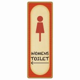 トイレ プレート 木製 WOMENS レトロ デザイン 左 矢印 長方形 縦書き 9x27cm 方向案内 進路ドア サインステッカー ピクトサイン トイレマーク表示 案内 注意 施設 御手洗 TOILET おしゃれ シンプル 安全対策