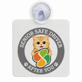 カーサイン 高齢者マーク SENIOR SAFE DRIVER マンチカン 車内用 吸盤タイプ 収れん火災防止タイプ 肉球 日本製 車 ステッカー