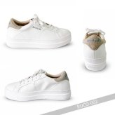 ルコライン スニーカー ルコライン 靴 RUCO LINE RUCO-002GO CALF PU LUX ホワイト 白 / かかと ゴールド 合皮 無地 ローカット ファスナー無し ルコライン レディース シューズ RUCO LINE ルコラインスニーカー フラットソール 新作 取扱店 京都 母の日