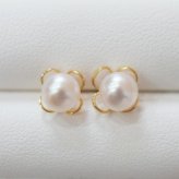 ［pearl620］6mm - 6.5mm ホワイトピンク クローバー ピアス あこや真珠
