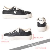 ルコライン スニーカー ルコライン 靴 RUCO LINE RUCO-018BK CALF PU LUX ブラック 黒 合皮 無地 ローカット ファスナー無し フラットソール レディース