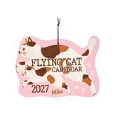 2027年 カレンダー 猫 壁掛け フライングキャット  シェイプカレンダー  にゃんこ 猫 壁掛け 年間 ポスター おしゃれ かわいい 壁 2027年  飾り 新作 令和9年暦 ねこ ロクタ紙 ネパール ハンドペイント 猫雑貨 キャット ミケ シロ クロ 手書き風