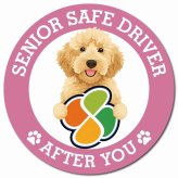 カーサイン 高齢者マーク SENIOR SAFE DRIVER オーストラリアンラブラドゥードル マグネット 強力 直径13cm 肉球 日本製 車 ステッカー