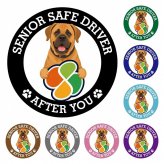 カーサイン 高齢者マーク SENIOR SAFE DRIVER 土佐犬 ステッカー シール 直径13cm 肉球 日本製 車