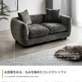 ソファ 2人掛け 幅124cm コンパクトソファ ラブソファ ローソファ 肘付き 丸み 曲線デザイン Sバネ ウェービングベルト 座面高34cm アイボリー ダークグレー 一人暮らし ワンルーム リビング おしゃれ 北欧 省スペース 新生活 小型 組立品