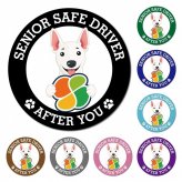 カーサイン 高齢者マーク SENIOR SAFE DRIVER ミニチュアブルテリア マグネット 強力 直径13cm 肉球 日本製 車 ステッカー