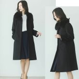 コート レディース カシミヤ 100% ロング ゆったり 大きめ きれいめ 大きいサイズ ミセス フォックス ファー カシミヤコート ロングコート ステンカラーコート ロング丈 フォーマル 黒 襟 秋 冬 冠婚葬祭 ギフト プレゼント 6F (02000038r)