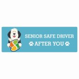 カーサイン 高齢者マーク SENIOR SAFE DRIVER オールドイングリッシュシープドッグ ステッカー シール 長方形 15x5cm 肉球 日本製 車