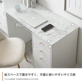 デスク チェア PC パソコン 勉強机 机 つくえ テーブル ドレッサー Camilla カミラ 大理石柄 収納 引き出し コンパクト スリム コンセント穴 省スペース 小さめ 大理石調 コード収納 コード穴 コードスリット 金脚 新生活