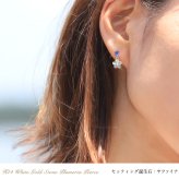 ハワイアンジュエリー ゴールド ピアス プルメリア 9月の誕生石 サファイア ジルコニア イエロー ピンク ホワイト 選べる カラーストーン 片耳(1個)購入可 K14イエローゴールド シリコンキャッチ 20G ゲージ バイザシー プレゼント ハロウィン 【品番：GE401-9】