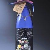 退職 異動 名入れ SXX 日本酒 宝酒造 松竹梅白壁蔵 澪 スパークリング日本酒 300ml デコ仕上げ ボトルネックレス・タグ・リボン付 布張りBOX入り / プレゼント ギフト 退職 記念 誕生日 長寿 祝い 青 ブルー かわいい お洒落 女性