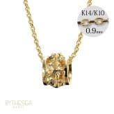 ゴールド ネックレス ハワイアンジュエリー ネックレス イエローゴールド バレル 樽 プルメリア 透かし模様 14K K14イエローゴールド 14k カットあずきチェーン太0.9mm ギフトラッピング可能 彼女 妻 女性 レディース プレゼント ハロウィン 【品番：CG-GP105-CH123】