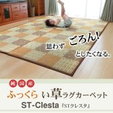 夏ラグ 夏用カーペット 純国産 防音 ボリューム い草ラグ 『STクレスタ』 約191×191cm(裏:ソフトテック15mm）