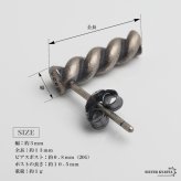 シルバー925 ツイストピアス ロープ アンティークピアス シルバー 小ぶり ひねり ねじれ スティック 片耳1点 メンズ 男性 金属アレルギー対応 イヤリング