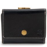 ベリーズヨーク　BELLIES YORK　三つ折り財布　ガマ口ポケット　BYTM1943BK　ブラック　黒色　ベジタブルタンニン　イタリアンレザー　牛革　”エイジングを楽しむ革小物”