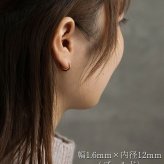 フープピアス  つけっぱなし 金属アレルギー対応 ステンレス 幅1.6ｍｍ × 内径 8mm 12mm 中折れ 大人 上品 通勤 オフィス シンプル