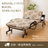 Waltz/ワルツ 木製棚付き収納式リクライニングベッド コンセント付き 電動タイプ シングル　送料無料