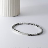 ブレスレット つけっぱなし メンズ 刻印 ステンレス 金属アレルギー ブランド 大人 ダイヤモンド シンプル IDプレート ボックスチェーン スティールシルバーカラー 金アレ サージカルステンレス クリスマス 誕生日 記念日 父の日 プレゼント テラグラティア Terra-gratia【lstb015st】単品