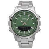 CASIO 腕時計 カシオ チープカシオ チプカシ ワールドタイム アナデジ クオーツ メンズ 腕時計 AMW-880D-3AV ダークグリーン メタルバンド 海外モデル [並行輸入品]