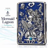 ZIPPO アーマー マーメイド ラグーン ジッポ 鏡面 ターコイズ かっこいい ライター おしゃれ Mermaid Lagoon シルバー×グリッターブルー 動画あり メンズ ギフト プレゼント