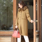 カシミヤ コート レディース ファー 襟付き フォックス カシミヤ100％ 着丈95cm ロング 秋 冬 キャメル ブラック 7号 9号 11号 13号 カシミヤコート フォーマル 大きい 20代 30代 40代 50代 アウター ギフト プレゼント 6F (6009r)