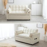 3WAYリクライニングソファベッド 幅135cm×奥行87cm×高さ77cm(座面高:44cm) 省スペース コンパクト 天然木 スチール ポリエステル ウレタンフォーム Sバネ 組立品 省スペースとお部屋でのくつろぎやすさを両立した アイボリー