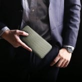 クロコダイル メンズ 長財布 ヌバック加工 センター取り 一枚革 GranCroco ラウンドファスナー ヌバッククロコダイル 鰐革 ナイルクロコダイル ギフト プレゼント 保証書付 4FA(06002029-mens-1r)