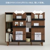 本棚 スライド扉 大容量 幅90cm 奥行37cm 高さ101.5cm ブックシェルフ ディスプレイラック マガジンラック コミックラック 漫画 文庫本 雑誌 収納棚 前後分割 可動棚16枚 木製 おしゃれ 北欧 ナチュラル ブラウン リビング 子供部屋 新生活
