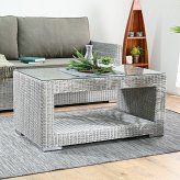 アウトドアテーブル 110cm幅 ナチュラル シンセティックラタン コード ラタン調 テーブル 屋外 屋内 大型 耐候性 撥水性 耐久性 アウトドア キャンプ プールサイド ガーデン 庭 ベランダ テラス リゾート ベージュ 屋外テーブル ソファ 自宅 新生活