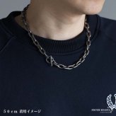 チタン製 軽い あずきチェーンネックレス 長小豆 マンテルネックレス チタンネックレス 幅10mm シルバー 燻し風加工 つけっぱなし メンズ 男性 金属アレルギー対応