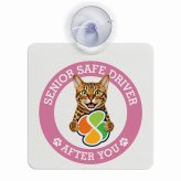 カーサイン 高齢者マーク SENIOR SAFE DRIVER ベンガル 車内用 吸盤タイプ 収れん火災防止タイプ 肉球 日本製 車 ステッカー