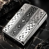 ZIPPO アーマー カスタムライン ジッポ ライター 両面加工 細密彫刻 中世模様 銀 いぶし仕上げ シルバー かっこいい 重厚 高級 おしゃれ メンズ ギフト プレゼント