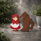 国産ヒノキの童話シリーズ｜赤ずきんの木製組み木｜台座付き・アクリル絵の具仕上げ｜木製インテリア・贈り物