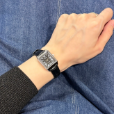 箱なし カシオ 腕時計 レディース CASIO ブラック シルバー ローマ数字 スクエア 長方形 小さめ レザーベルト 革ベルト 海外モデル 逆輸入 シンプル 上品 仕事 通勤 誕生日 プレゼント ギフト 成人 卒業 入学