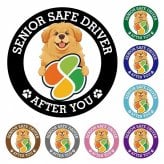 カーサイン 高齢者マーク SENIOR SAFE DRIVER チベタンマスティフ ステッカー シール 直径13cm 肉球 日本製 車