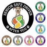 カーサイン 高齢者マーク SENIOR SAFE DRIVER ディアハウンド ステッカー シール 直径13cm 肉球 日本製 車