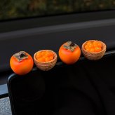 車載 オブジェ フルーツ 6点セット 柿 みかん ライチ ミニチュア 置物 車内 インテリア 中央モニター ダッシュボード 飾り かわいい おしゃれ 小物 デコレーション