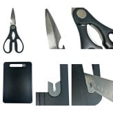 包丁セット まな板付き 4点セット LIVEON 三徳包丁 180mm ペティナイフ キッチンバサミ シャープナー付き キッチンツール 調理器具 ステンレス よく切れる 握りやすい おしゃれ 包丁研ぎ付き 栓抜き アウトドア 一人暮らし 新生活 単身赴任 引っ越し ギフト プレゼント