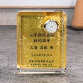  結婚祝 周記念 誕生祝 開店祝 退職祝 還暦記念 クリスタル時計 金箔加工DTH-6 名入れ無料　