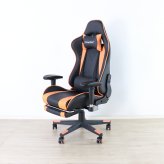 ゲーミングチェア 高さ調節 フットレスト付き グレー・ホワイト・オレンジ W70xD65xH123-133cm座面高44-54cm デスクチェア オフィスチェア パソコンチェア フットレスト グレイ ホワイト オレンジ おしゃれ 新生活