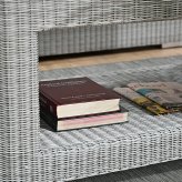 アウトドアテーブル 110cm幅 ナチュラル シンセティックラタン コード ラタン調 テーブル 屋外 屋内 大型 耐候性 撥水性 耐久性 アウトドア キャンプ プールサイド ガーデン 庭 ベランダ テラス リゾート ベージュ 屋外テーブル ソファ 自宅 新生活