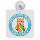 カーサイン 高齢者マーク SENIOR SAFE DRIVER 茶トラ 車内用 吸盤タイプ 収れん火災防止タイプ 肉球 日本製 車 ステッカー