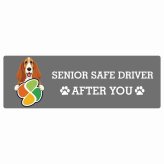カーサイン 高齢者マーク SENIOR SAFE DRIVER バセットハウンド ステッカー シール 長方形 15x5cm 肉球 日本製 車