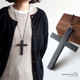 ビッククロスネックレス 特大 十字架 ブラックネックレス ボールチェーン 重ね付け ゴシック 存在感 ロングネックレス 大きめ ウッド レディース 女性 ペンダント