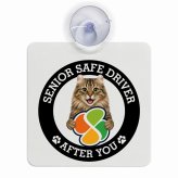 カーサイン 高齢者マーク SENIOR SAFE DRIVER アメリカンカール 車内用 吸盤タイプ 収れん火災防止タイプ 肉球 日本製 車 ステッカー