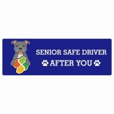 カーサイン 高齢者マーク SENIOR SAFE DRIVER スタッフォードシャーブルテリア ステッカー シール 長方形 15x5cm 肉球 日本製 車