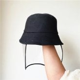 ファッション ハット 帽子 ブラック（black） 透明フェイスカバー付 取り外し可能 ２WAY オシャレなデザイン  頭囲：58cm　高さ：8cm お出かけ、散歩、ウォーキング、花粉症対策 飛沫防止 透明カバーが視界を妨げず 庭いじり、草むしりなどの作業 使い分け 贈り物にも