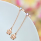 ハワイアンジュエリー ゴールド ピアス ピンクゴールド ピアス プルメリア チェーン GOLD カラーストーン 片耳(1個)購入可 K14ピンクゴールド 14K シリコンキャッチ 20G ゲージ BY THE SEA バイザシー 彼女 妻 女性 レディース プレゼント ハロウィン 【品番：GE402R】