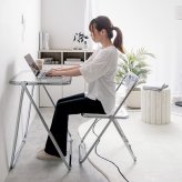 机 デスク パソコンデスク PCデスク クリアデスク ワーク 折りたたみ 折り畳み 韓国 インテリア コンパクト 一人暮らし 省スペース 事務 書斎 キッズ 作業台 幅71 完成品 テーブル \5%OFF 配布中 スチール 家具 新生活